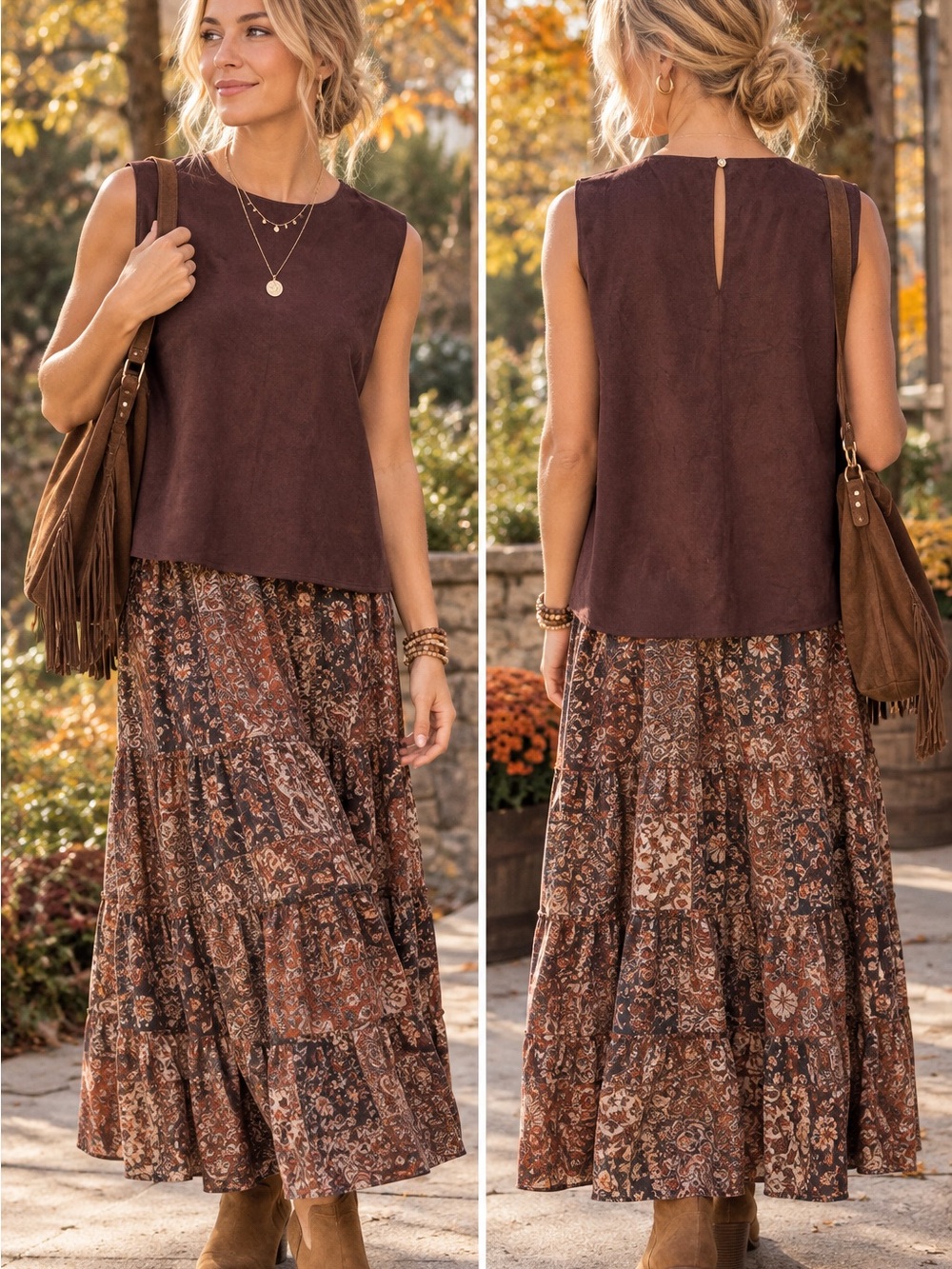 Vince Camuto Sleeveless Suede-Look Tank Top - Brown